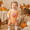 Bow Pumpkin Embroidery Baby Bodysuit Button Closure Baby Jumpsuit Infant Romper  Autumn Season