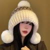 Thickened Bonnet Caps Warm Winter Hat with Pompon Fashion Women's  Beanies  Autumn Winter
