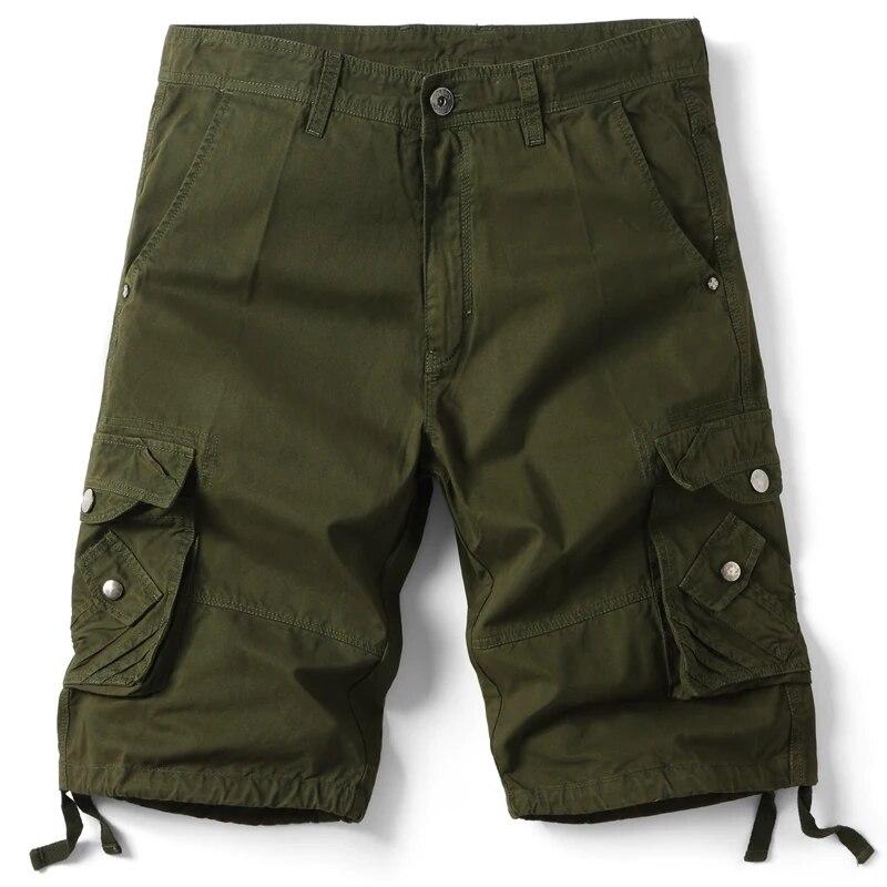 Summer Men's Urban Tactical Military Cargo Shorts Loose Casual Multi-Pocket Cotton Outdoor Hiking Combat Shorts
