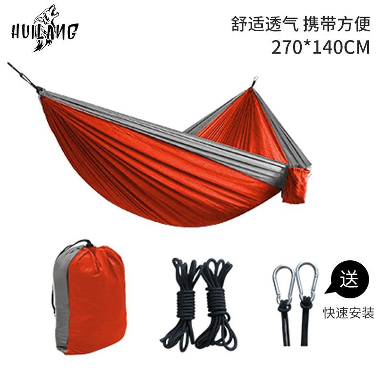 New Single Person Portable Outdoor Camping Hammock With Nylon Color Matching Hammock High Strength Parachute Fabric Hanging Bed
