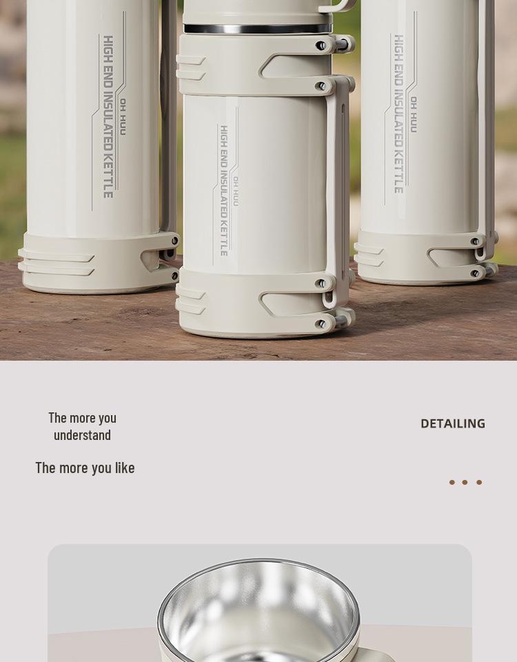 New Large Capacity 316 Stainless Steel Travel Thermos with Steel Lid - Outdoor & Car Water Bottle Cup