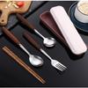 4Pcs Stainless Steel Chopsticks Fork Spoon Set Storage Case High-end Wooden Handle Cutlery Set Durable Reusable