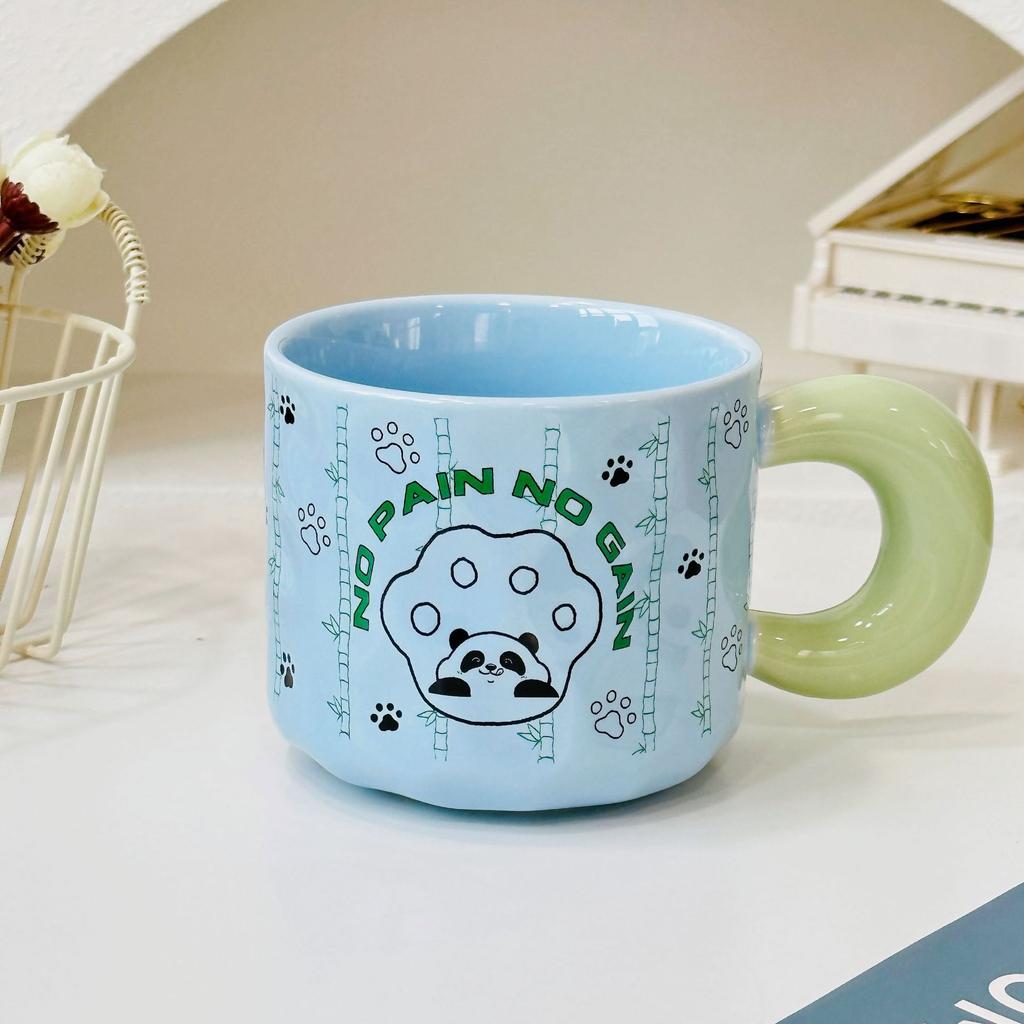 Personalized Little Panda with Lid Cute Cartoon Ceramic Cup High Looking Girl Mug Small Gift Box Set Water Cup