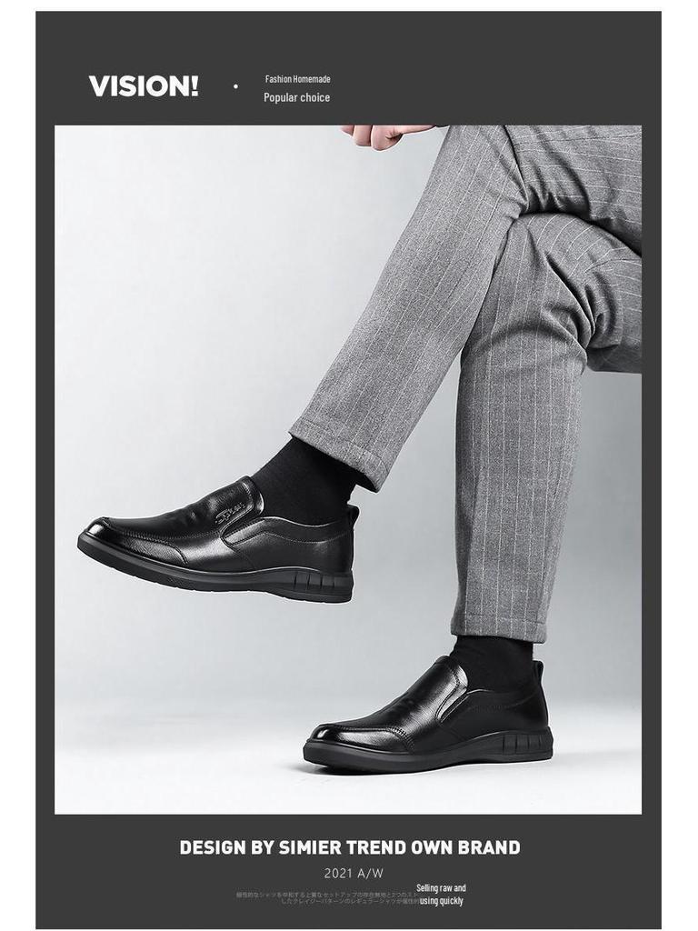 Men's Waterproof Soft Leather Slip-On Loafers - Comfortable Driving Shoes for Hotel or Work
