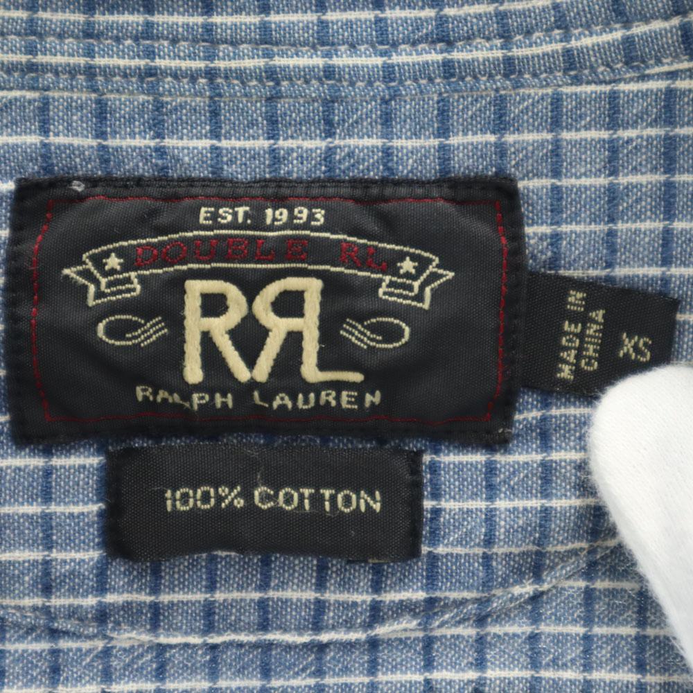 RRL Check Pattern Long Sleeve Hidden Button Down Shirt XS Blue Men's Used