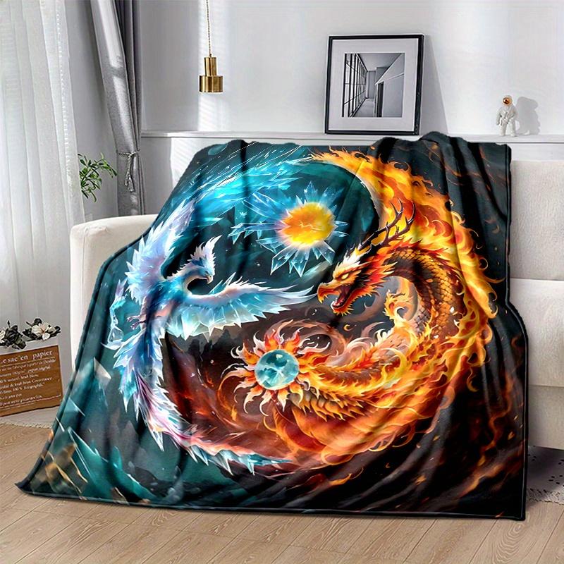 1pc The Dance of Fire and Ice Dragons Blanket  Soft Warm for Home Decor, Living Room, Travel, Camping, Car Blankets, Beach