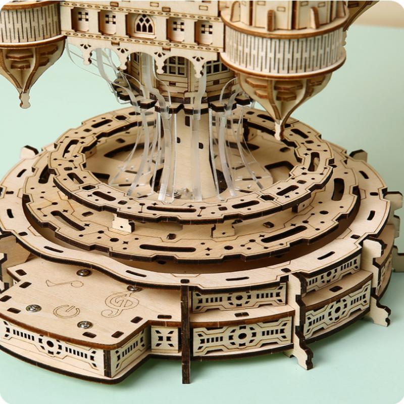 Plovoucí město v oblacích DIY 3D dřevěné puzzle Miniaturní architektonický model Skládačka Nebeské impérium Stavebnice pro dospělé děti Dárek