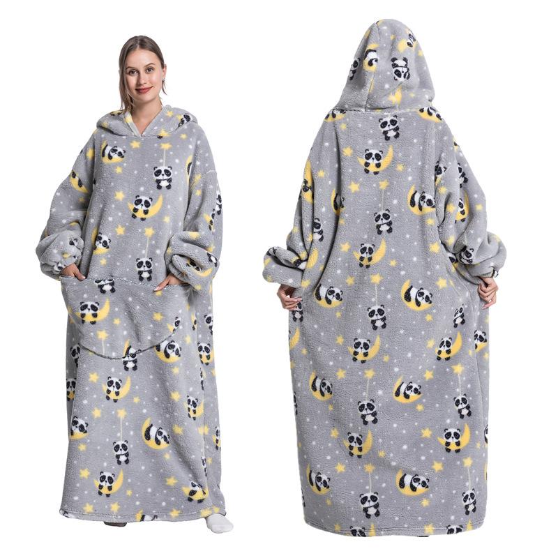 

Зимний теплый флисовый халат с капюшоном для женщин 140 см, большое одеяло с рукавами, флисовые теплые толстовки с капюшоном, женские толстовки с капюшоном One Size