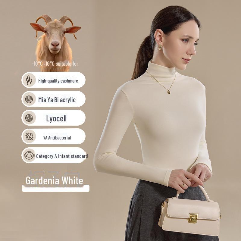 Women's Slim Fit Autumn Cashmere Turtleneck: Long-Sleeve Thermal Top, Ideal As Outerwear