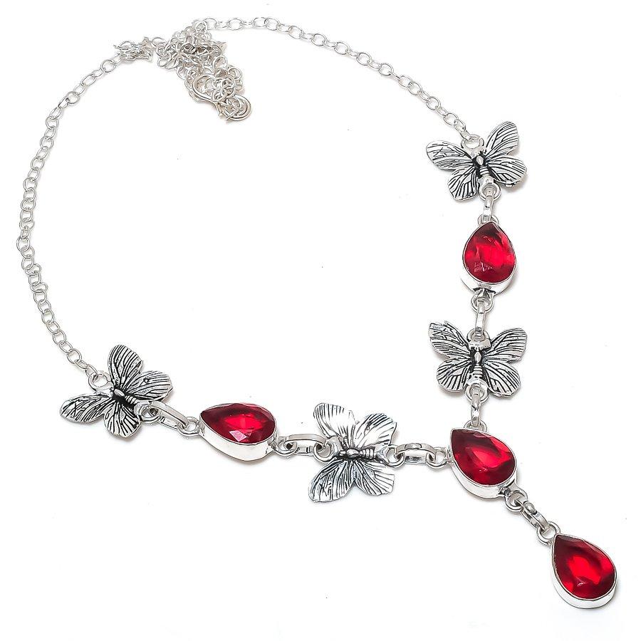 

Натуральный гранат драгоценный камень ручной работы 925 стерлингового серебра ювелирное колье 18 O4o65