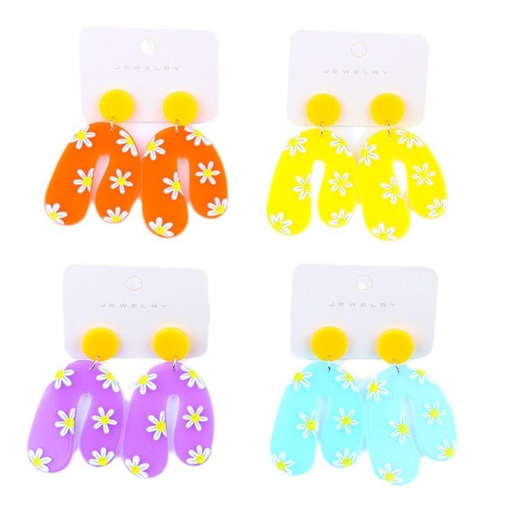 

Japanese Korean style U-shaped Earrings Acrylic Small Floral Earrings Women