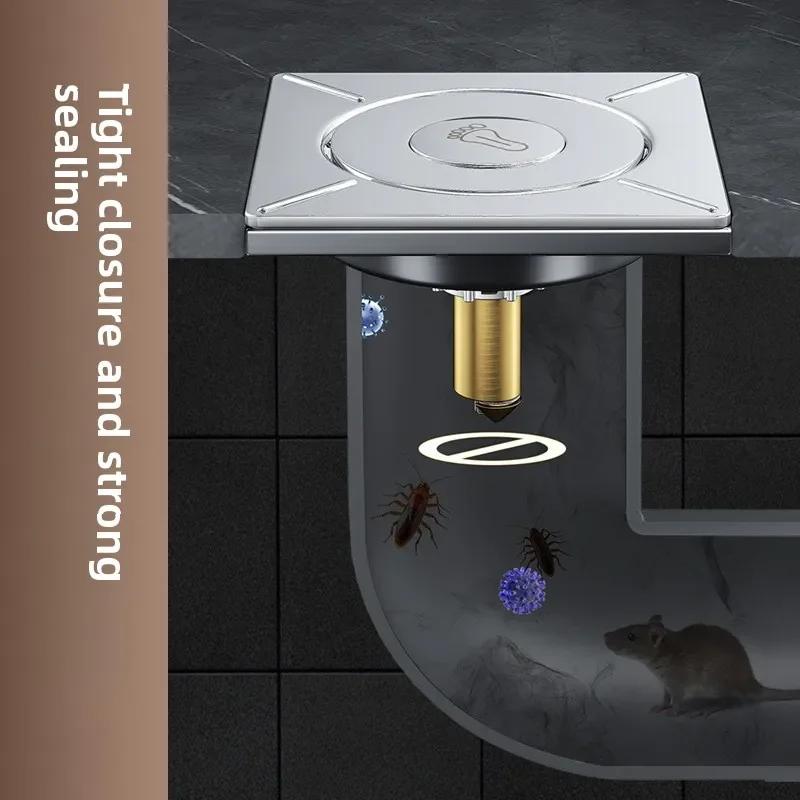 Round Pop Up Foot Floor Drain For Bathroom - Floor Cover Shower Room Push Down Drain Plug Bathroom  Shower Drain
