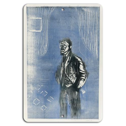 

Contemplative Elegance Blue Portrait Metal SignAluminum 20x30cm（7.8x11.8inch）