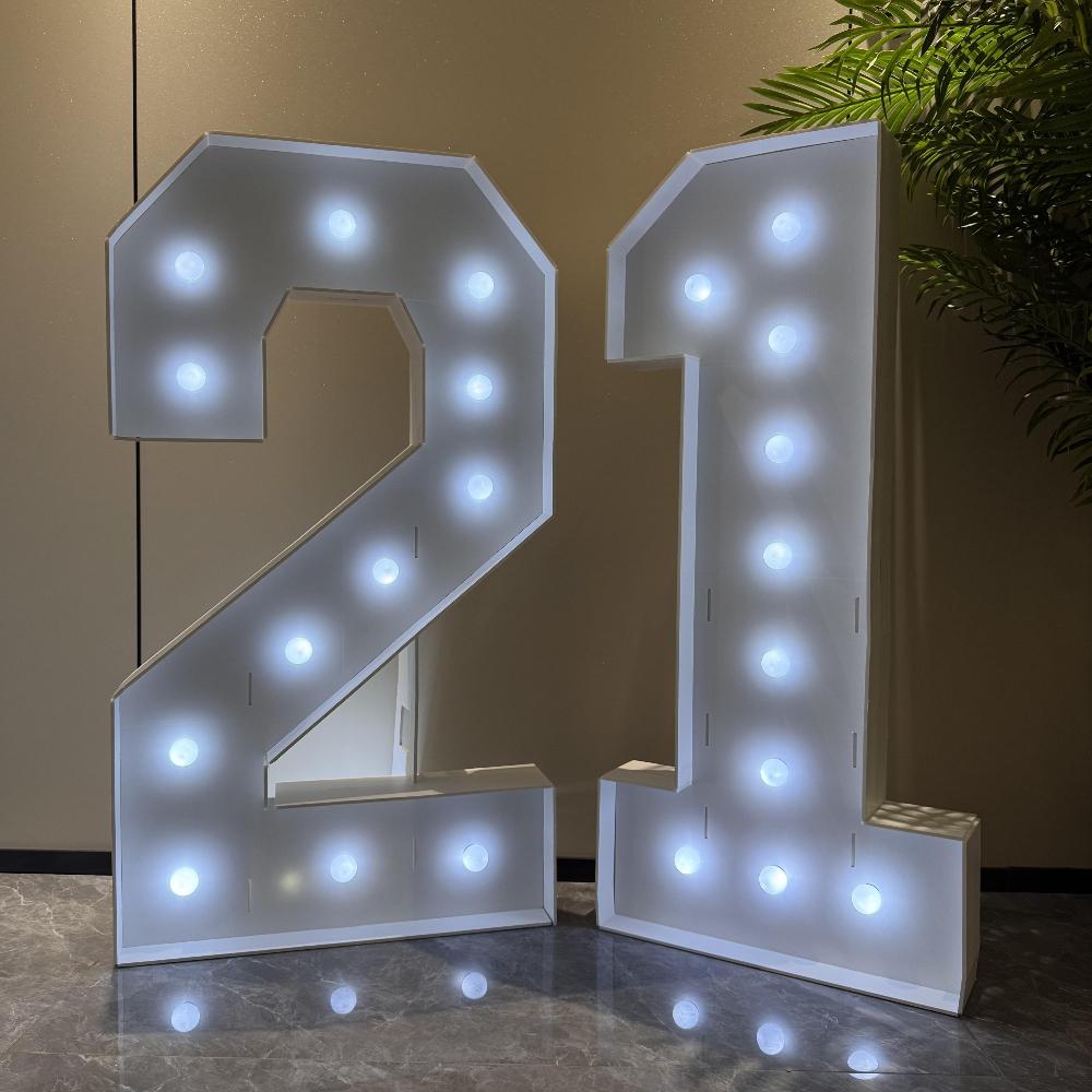 1Pc 91.5cm Light Up Digital Marquee Frame KT Board Number 0-9 Plug-in KT Board Party Decor Light Birthday Anniversary Decoration-Cool White Light