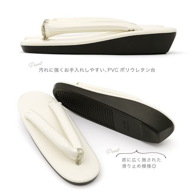 SOUBIEN Women's Zori Sandals for Coming-of-Age Ceremonies and Graduations, Oval, Urethane Fabric, Suitable for Rain or Shine, Black