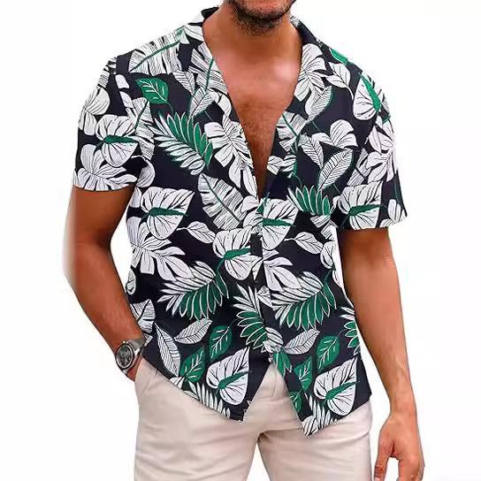 Summer Essential! Tropical Leaf Print Short-sleeve Shirt