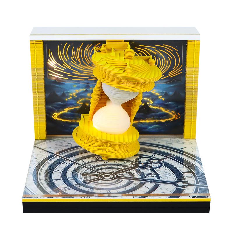 3D Hourglass Paper Sculpture Calendar: Creative Sticky Notes & Desktop Ornament Souvenir.