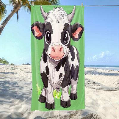 Süßes Kuhgesicht Design Polyester Mikrofaser Strandtuch ist sehr saugfähig, geeignet für Schwimmen und Strandausflüge