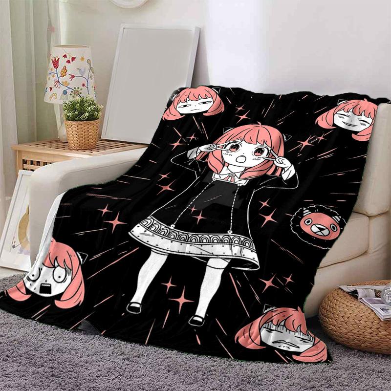 1Pc Anya Spy x Family Anyaforger Pink Hair Anime Character Soft Flannel Blanket Vibrant Mixed Colors All Season Cozy Throw For Fans