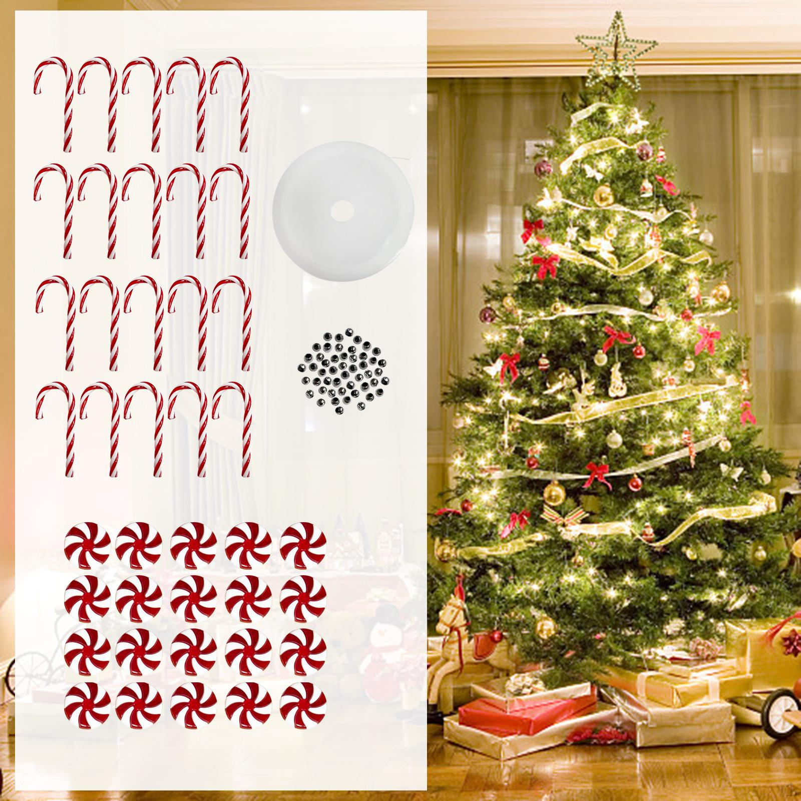 Christmas Hanging Ornament Candy Cane Crutch Pendant Craft Topper 25M Cord Charms for Tree 25mm Red White