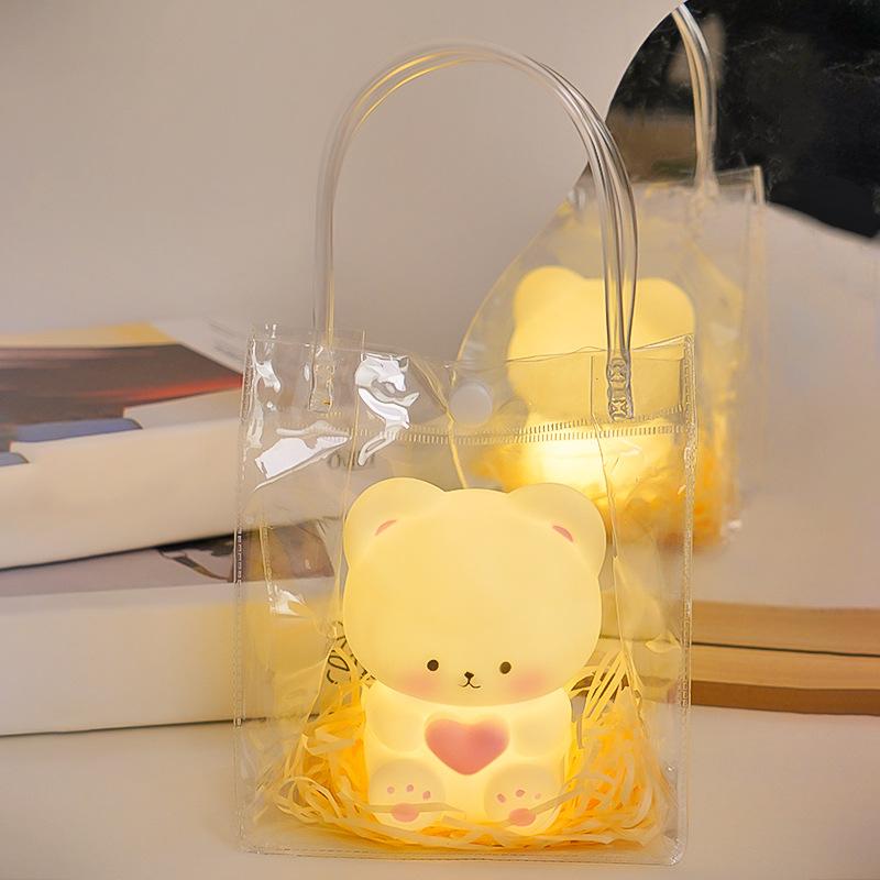 Cartoon Cute Heart-shaped Bear Night Light Bedroom Bedside Ambient Light Glowing Toy