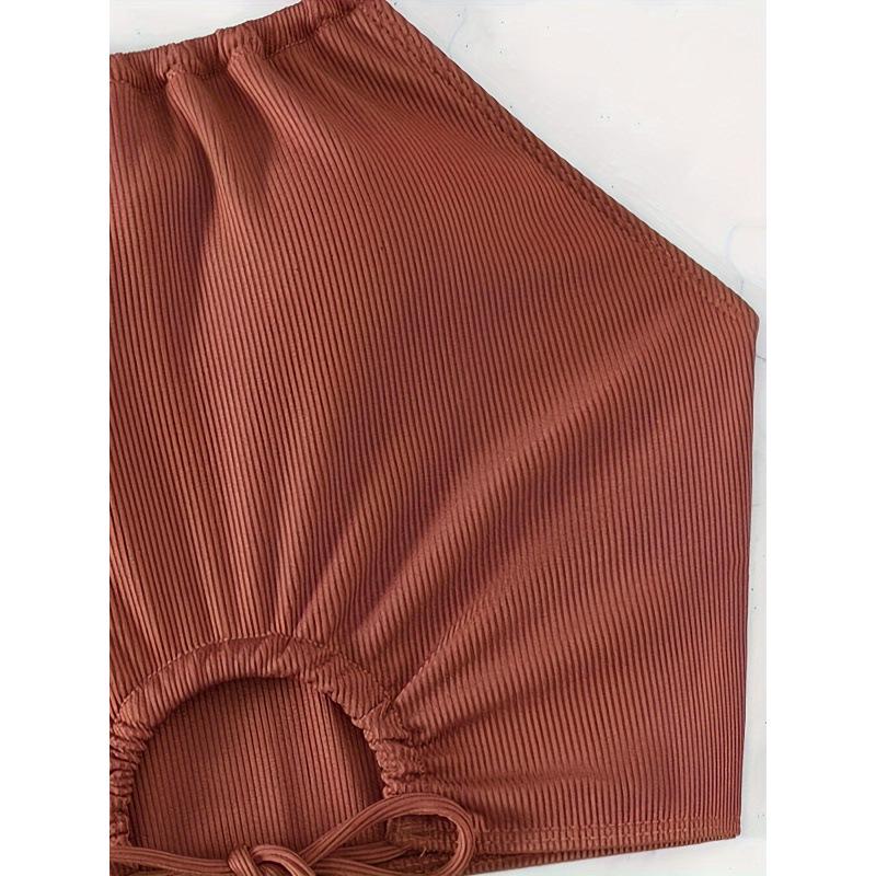 2025 European & American Solid Color Backless Two-Piece Swimsuit (Women's)
