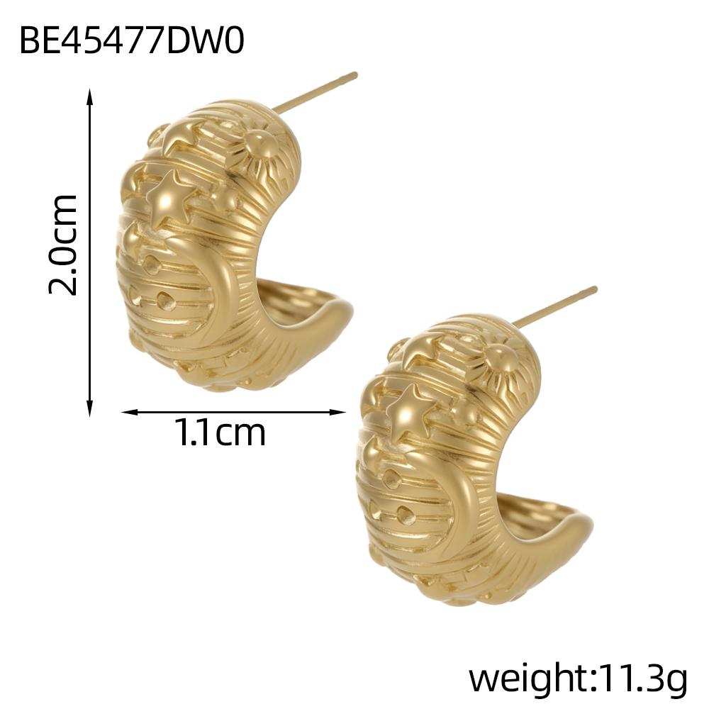 CARLIDANA Fashion Vintage French Style Unique Design Gold Plated Stainless Steel White Pearl Earrings for Women Stud Earrings