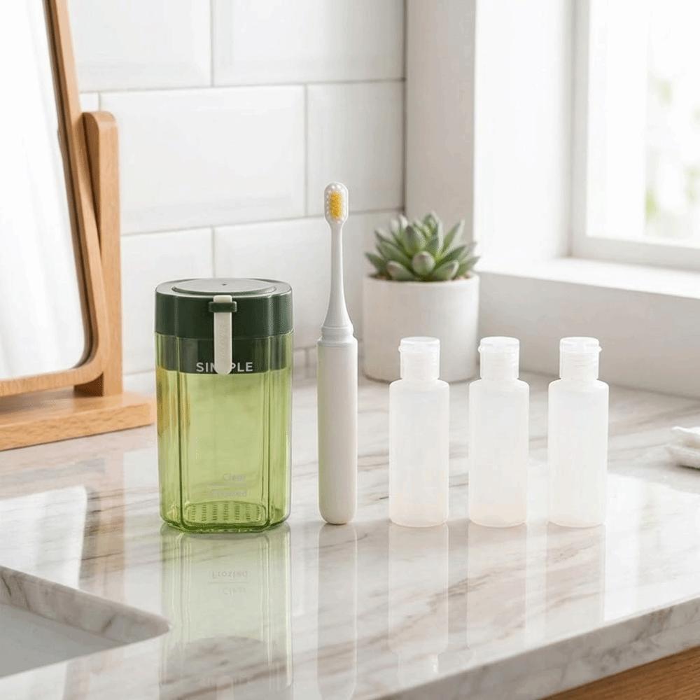 Detachable Travel Toothbrush Cup Plastic Liquid Dispenser Bottle Women Men