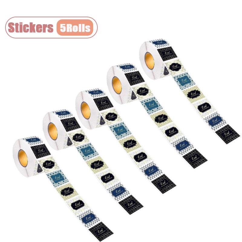 500PCS/1Roll Eid Mubarak Stickers Ramadan Islamic Festival Labels for Gift Wrapping Envelope Sealing Party Decorations Supplies