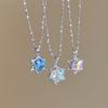Collana Girocollo con Ciondolo Fiocco di Neve in Cristallo Blu Y2K per Donna con Zirconi Strass Catena per Clavicola Gioielli per Festa Festival