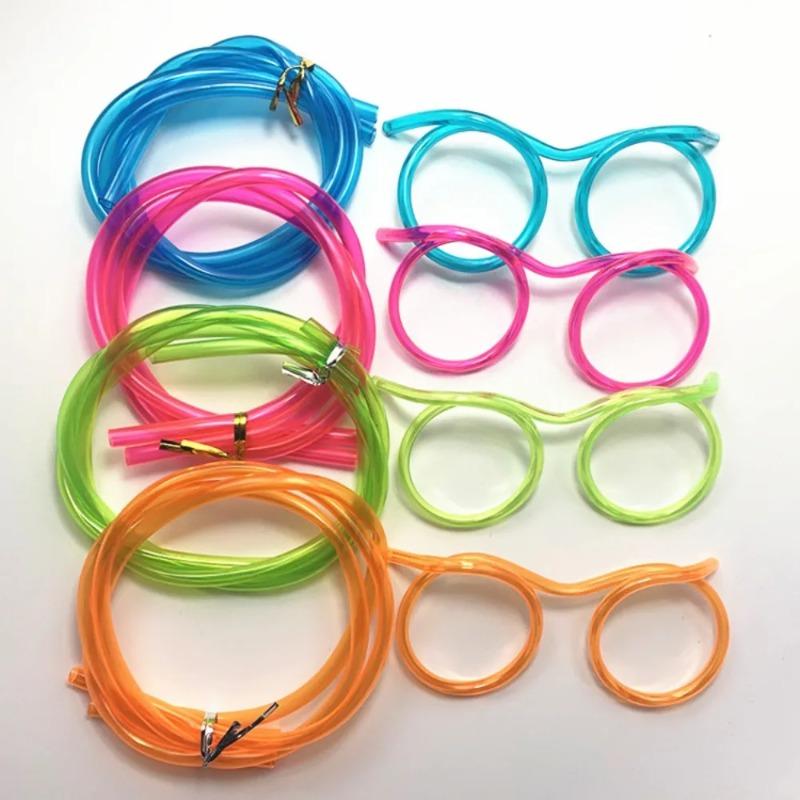 Straw Glasses Funny Soft PVC Glasses Flexible Drinking Straws Home Party Supplies Bar Supplies Creativity Child Gift