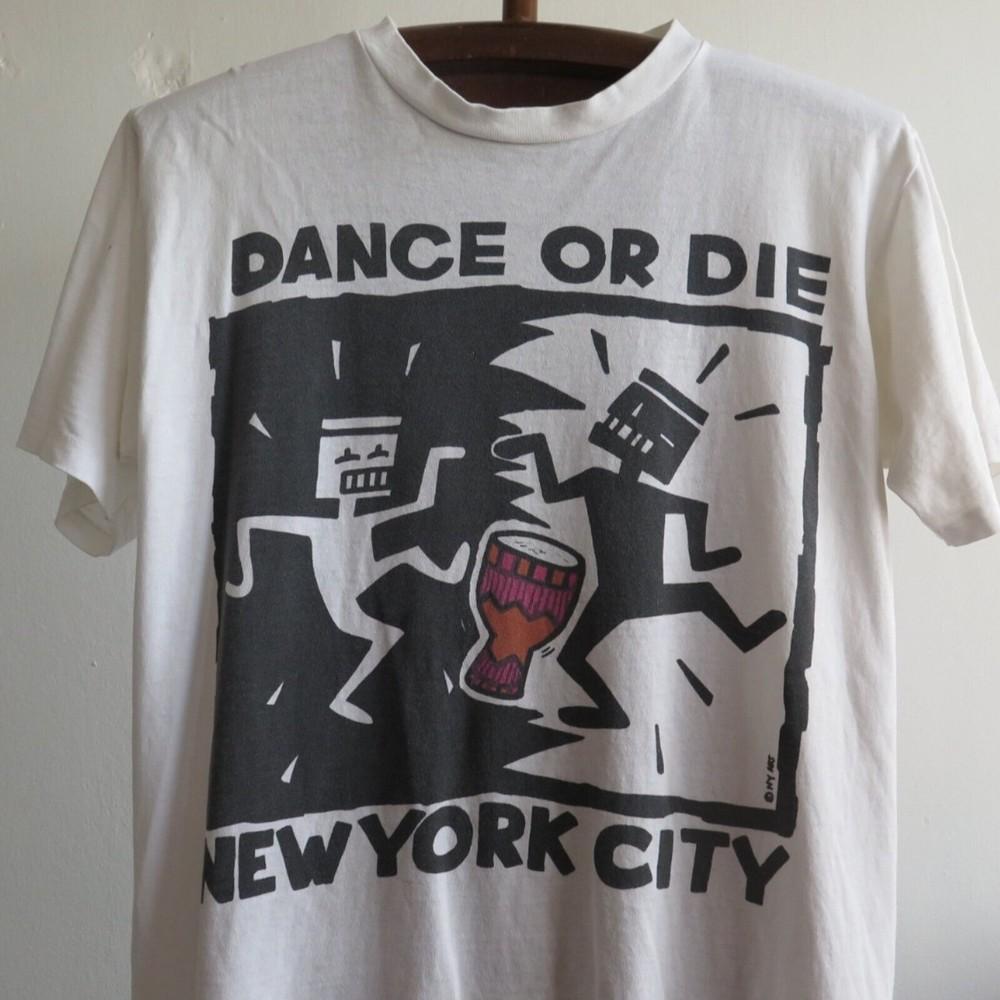 Винтажная футболка Keith Haring Dance Or Die Dance Or Die Нью-Йорк РЕДКАЯ Арт Футболка Унисекс XXXXL