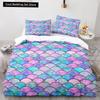 Mermaid Tail Duvet Cover King Queen Size Kids Fish Scales Bedding Set Girly Ocean Animal Princess 2/3pcs Polyester Quilt Cover