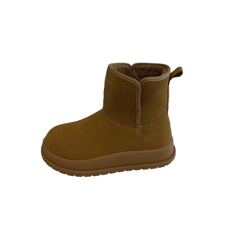 

Женские зимние ботинки с толстой подошвой и утолщенным мехом, новые теплые короткие ботинки из хлопка с начесом и утолщенной подошвой для зимы 2024 года 35 коричневый