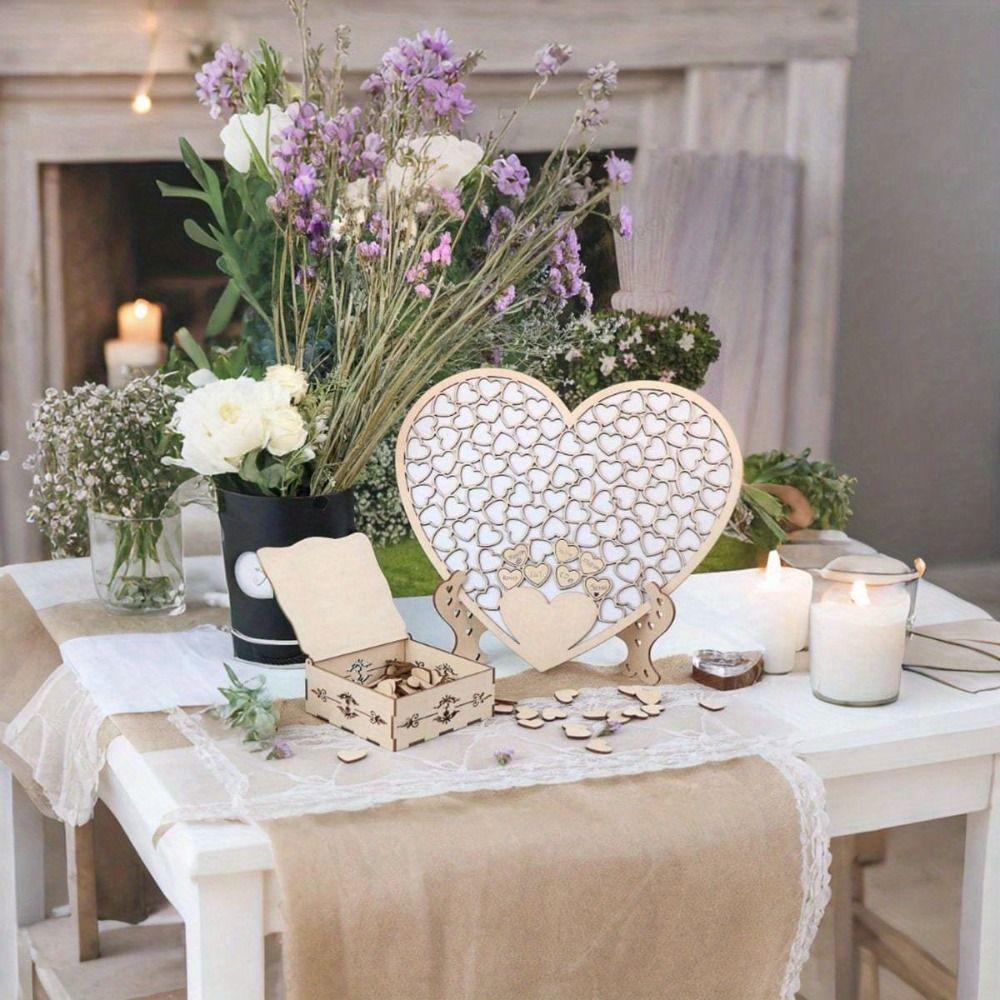 Kreatives Design Holzherzen Gästebuch Holzherzen Memoboard Hochzeitstag