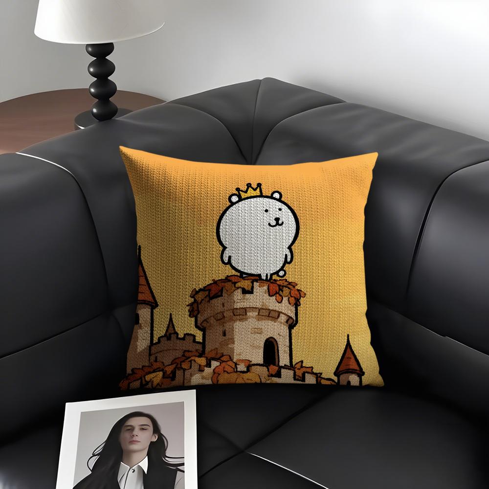 JJokes BearR Cartoon Cushion Cover Natural Linen Organic Fabric DoubleSided Printing Sofa Home Decor Gift Pillow Case
