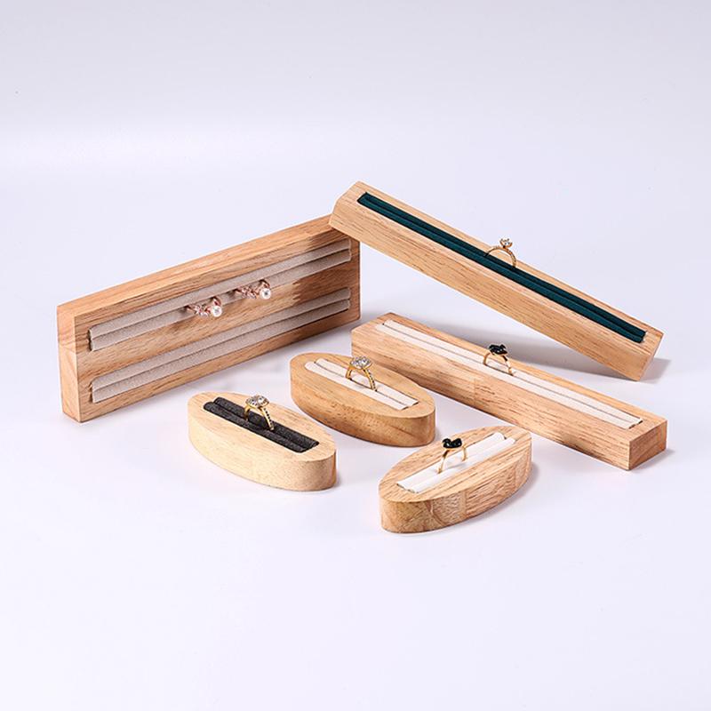 Solid Wood Ring Earrings Display Rack Wooden Tray Jewelry Display Plate Jewelry Storage Counter Jewelry Decoration Display Props