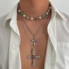 Ingemark 3Pcs/Set Colorful Acrylic Rhinestone Jesus Cross Pendant Necklace Men 2025 New Creative Hip Hop Unisex Y2K Jewelry Gift