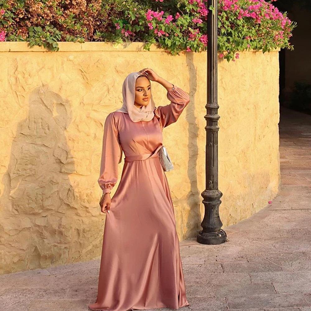 XY011 Rosa Ethnischer Stil Dubai Abaya - Elegantes Langes Abendkleid für Muslimische Frauen