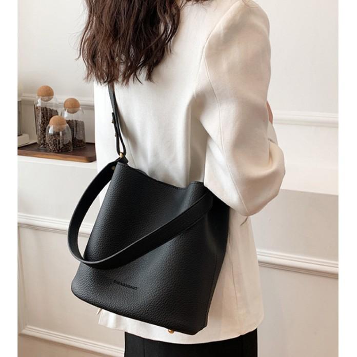 Bucket Bag Commuter Messenger High-End Bag Women'S Fashion Simple Soft Leather Single Shoulder Child And Mother Bag