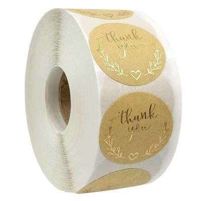 500 Gold Foil Thank You Stickers, Gift Packaging Seals, Handmade Baking Labels, Envelope Decorations (Roll of 500 Sheets).