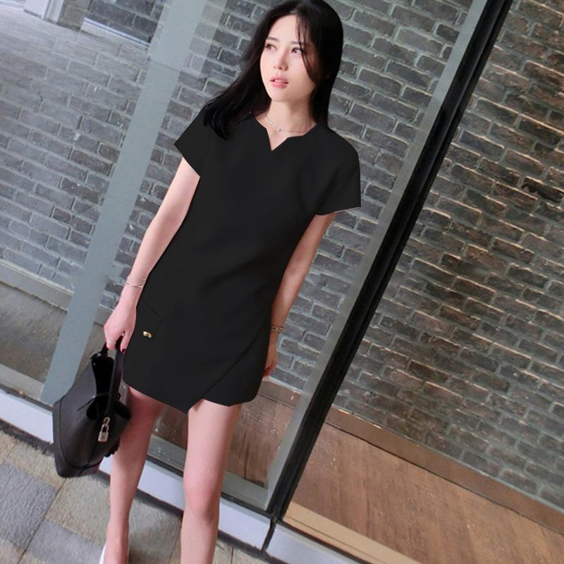 Women's Fashion White Black Suit Split Shirt + Shorts Summer Casual Ladies Office Workt Two-piece Suit Set