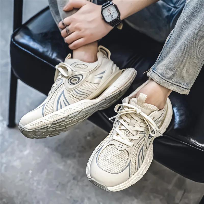 Fashion New Men's Casual Sports Shoes Trendy Breathable Non-slip Mesh Shoe Classic Versatile Outdoor Thick-soled Wear-resistant Dad Shoe