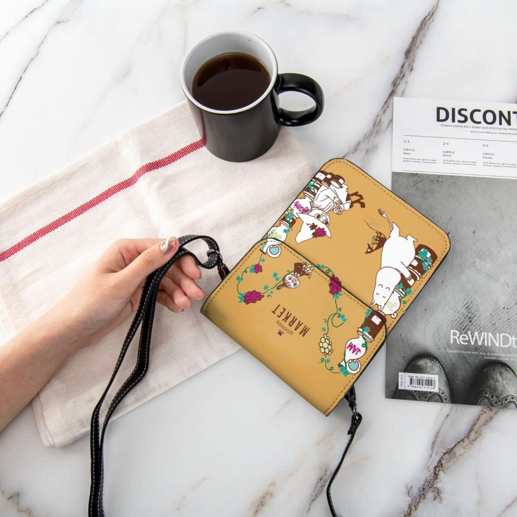 Moomin genuine leather smartphone shoulder slim mini pouch for women and popular 19cm high x wide x 1cm thick pouch, bag, men, wallet/crossbody bag,