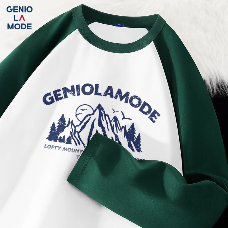GENIOLAMODE Men s Retro Contrast Raglan Long Sleeve T-Shirt L