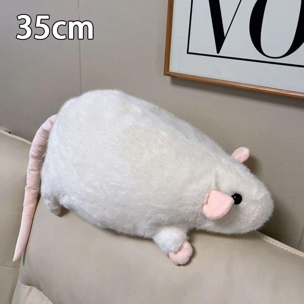 

35/50см Ветка с цветами Кукла-крыса Плюшевая фигурка животного Милая кукла-мышь Подарок для детей День рождения White-35cm