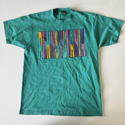 Vintage 1993 Pennsylvania TShirt Mens Large Teal Single Stitch USA 90s Tee Unisex T-Shirt