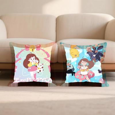 B-Bee And P-Puppycat Cushion Cover Comfortable Reversible Pillow Cover Ideal for Car Sofa Bedroom & Beyond