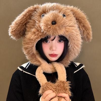 Warm Dog Ear Hat Moving Ears Pullover Cap Cute Plush Winter Hat  Cold Weather
