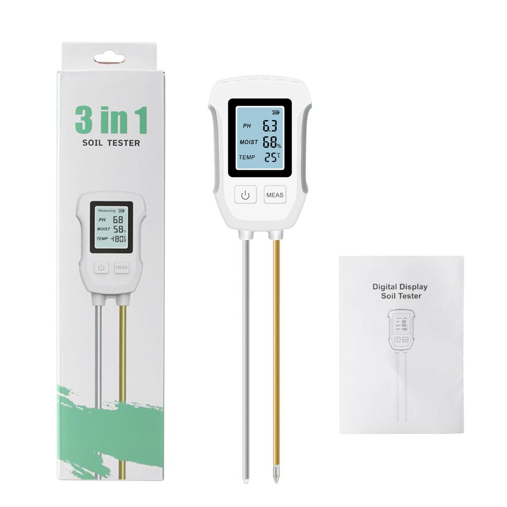 Yieryi Soil PH Meter LCD Digital PH Moisture Temp Tester Dual Needle Acidity Detector for Hydroponics Potted Plants Garden Farm